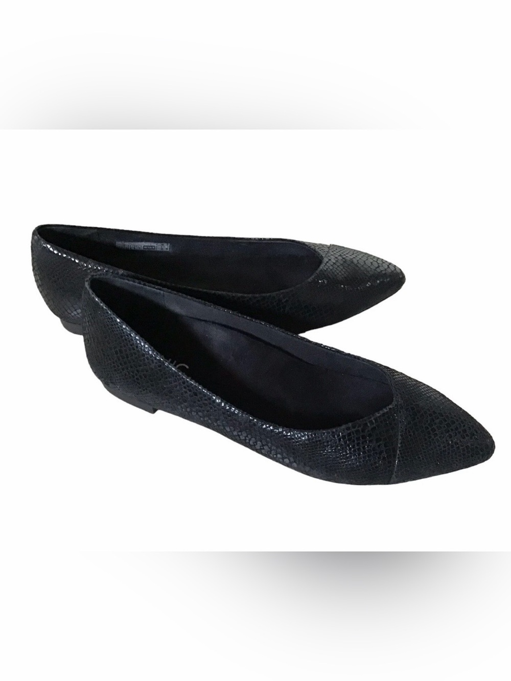 Vionic Orthotic Caballo Ballet Flat Pointed Snake Animal Print Black 7.5